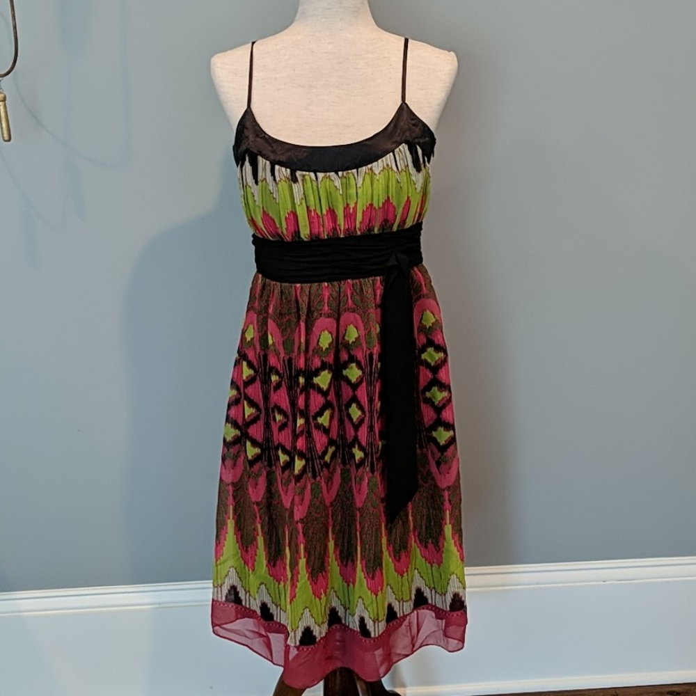 EUC Pink and Green print dress size 8